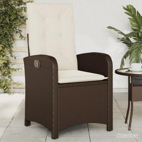 Chaise inclinable de jardin avec coussins marron rsine tresse