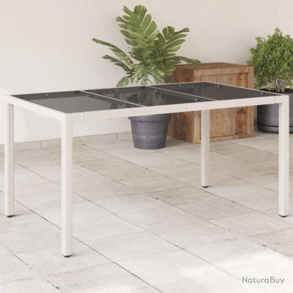 Table de jardin avec dessus en verre blanc rsine tresse