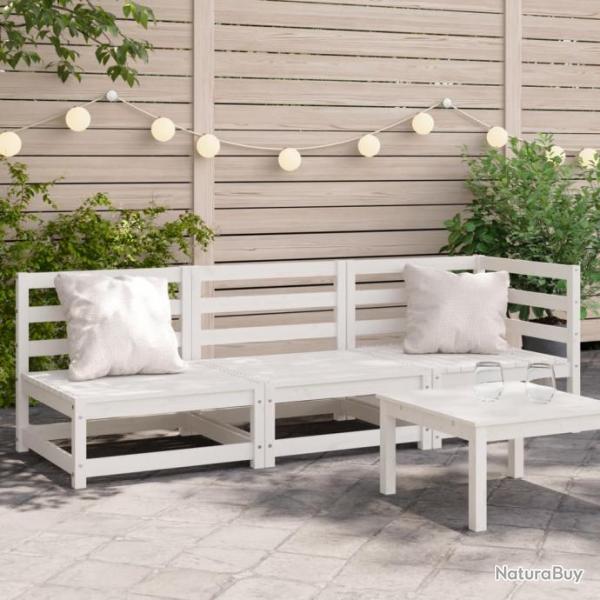 Canap de jardin 3 places blanc bois de pin massif