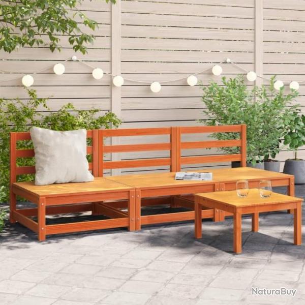 Canaps de jardin cire marron 2 pcs bois de pin massif