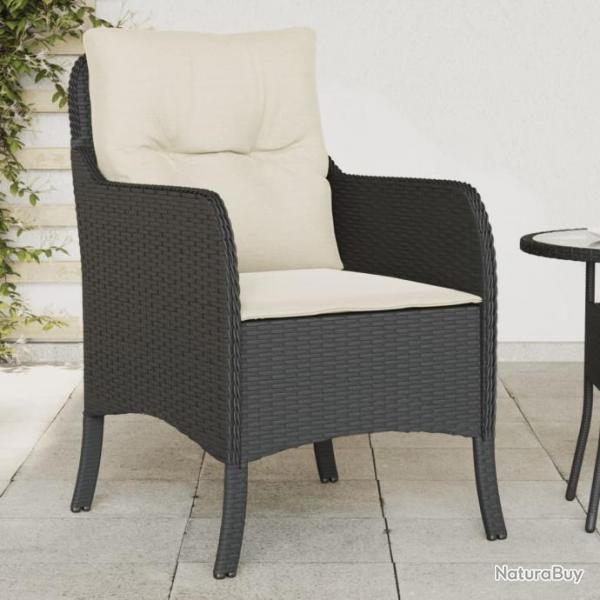 Chaises de jardin avec coussins 2 pcs noir rsine tresse