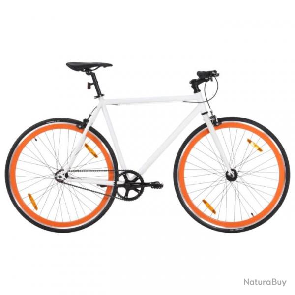 Vlo  pignon fixe blanc et orange 700c 59 cm