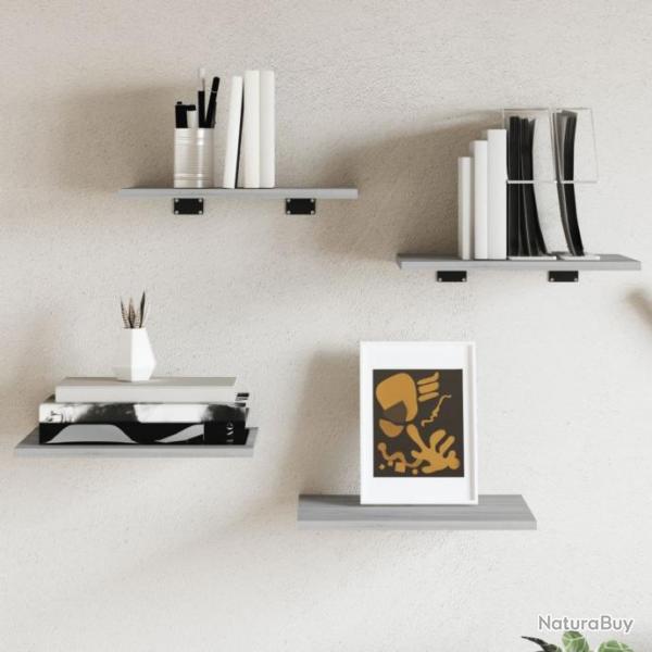 tagres murales 4 pcs sonoma gris 40x30x1,5 cm bois ingnierie