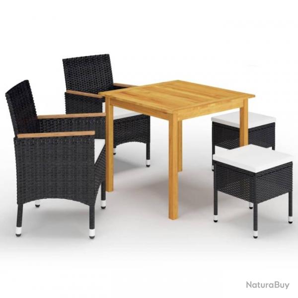 Ensemble de salle  manger de jardin 5 pcs Noir