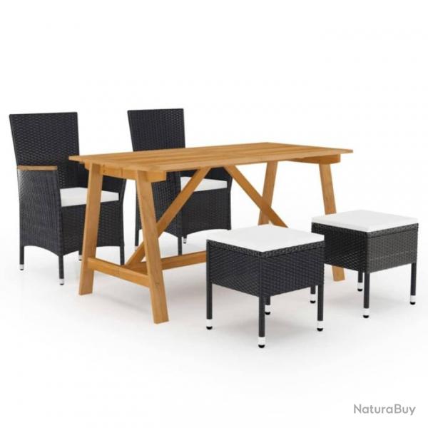 Ensemble de salle  manger de jardin 5 pcs Noir