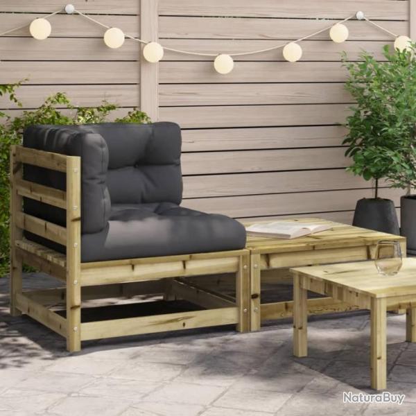 Canap d'angle de jardin avec coussins et repose-pieds