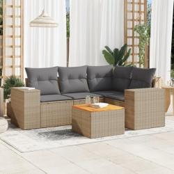 Salon de jardin avec coussins 5 pcs beige résine tressée