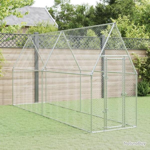 Cage pour poules argent 400x100x190 cm acier galvanis