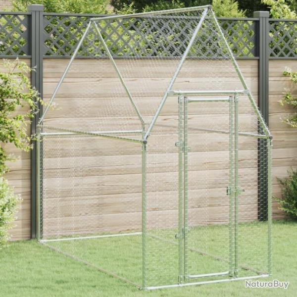 Cage pour poules argent 200x100x190 cm acier galvanis