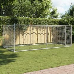 Cage pour chien avec porte gris 4x2x1,5 m acier galvanisé
