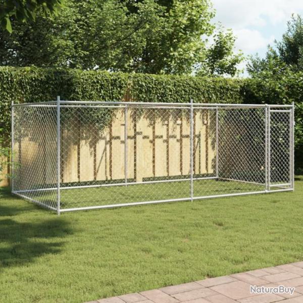 Cage pour chien avec porte gris 4x2x1,5 m acier galvanis