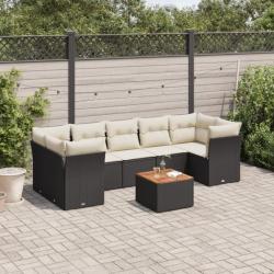 Salon de jardin 6 pcs avec coussins noir résine tressée