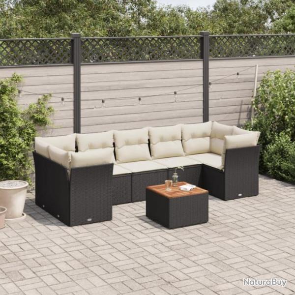 Salon de jardin 6 pcs avec coussins noir rsine tresse