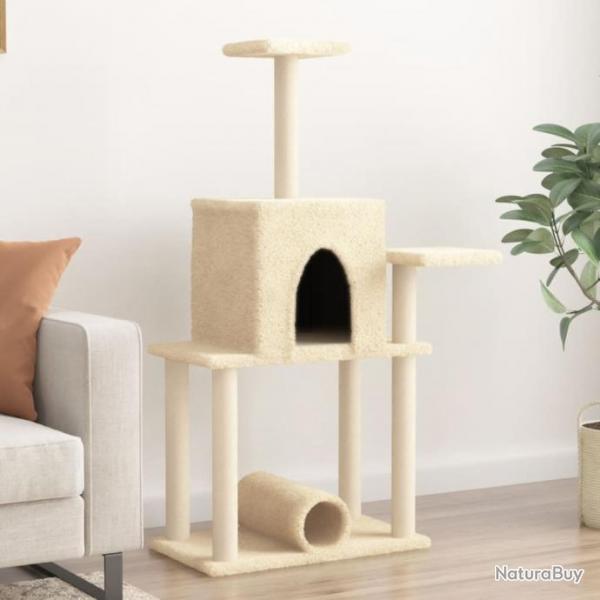 Arbre  chat avec griffoirs en sisal crme 122 cm