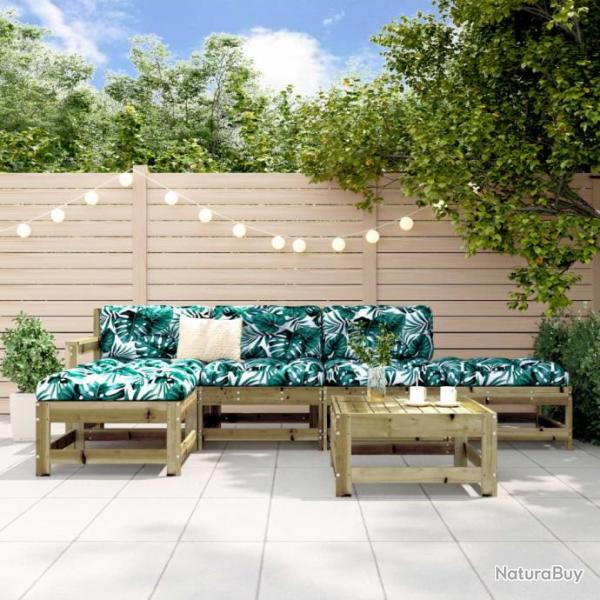 Salon de jardin 6 pcs bois de pin imprgn