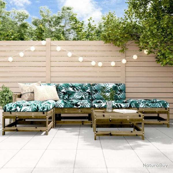 Salon de jardin 6 pcs bois de pin imprgn