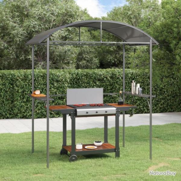 Gazebo BBQ et tagres latrales anthracite 220x115x230cm acier