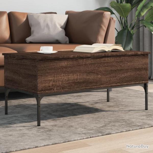 Table basse chne marron 100x50x45cm bois d'ingnierie et mtal