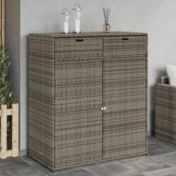 Armoire de rangement de jardin gris 105x55x113cm résine tressée