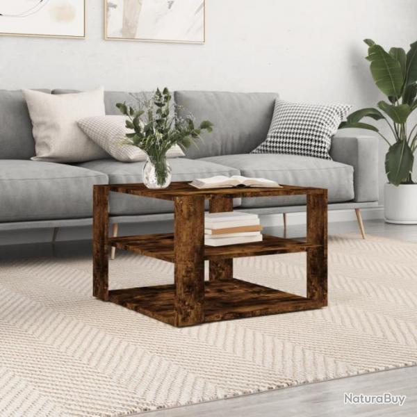 Table basse chne fum 59,5x59,5x40 cm bois d'ingnierie