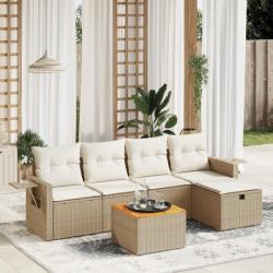 Salon de jardin avec coussins 6 pcs beige résine tressée