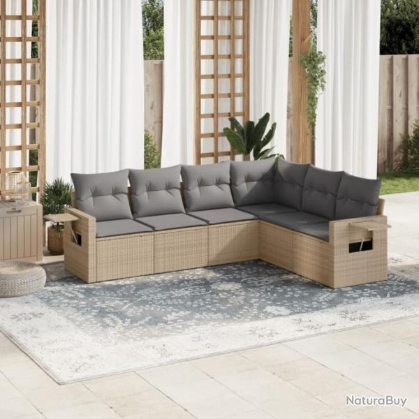 Salon de jardin avec coussins 6 pcs beige rsine tresse