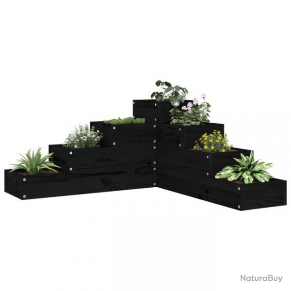 Jardinire 4 niveaux 80,5x79x36 cm noir bois de pin massif