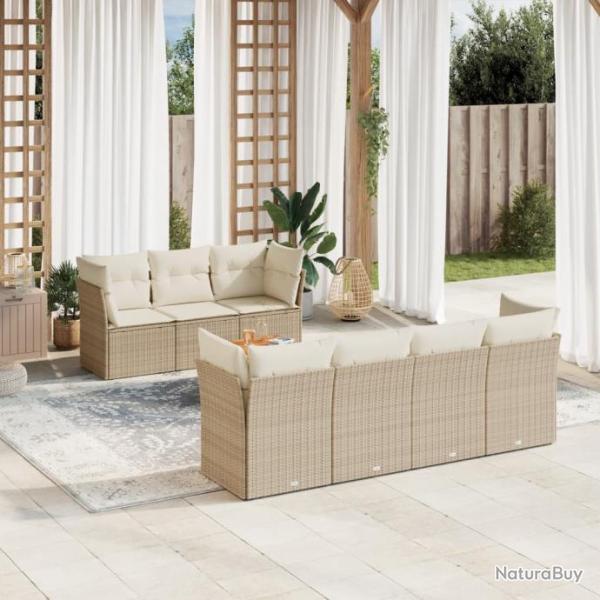 Salon de jardin avec coussins 6 pcs beige rsine tresse