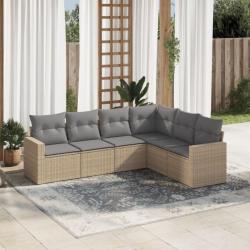 Salon de jardin avec coussins 6 pcs beige résine tressée