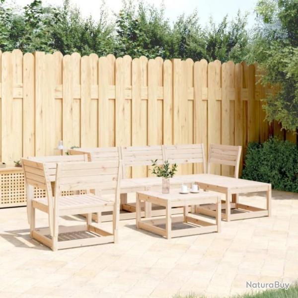 Salon de jardin 5 pcs bois massif de pin