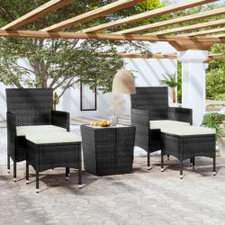 Ensemble de bistro de jardin 5 pcs poly rotin et verre trempé