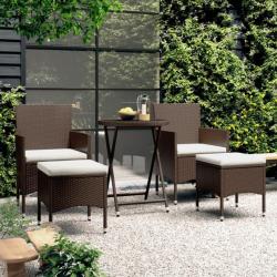 Ensemble de bistro de jardin 5 pcs poly rotin et verre trempé