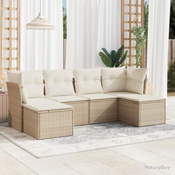 Salon de jardin avec coussins 6 pcs beige rsine tresse