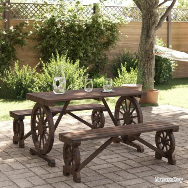 Ensemble  manger de jardin 3 pcs bois de sapin massif