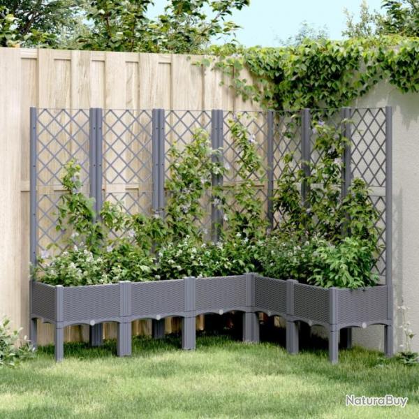 Jardinire avec treillis gris 160x120x142 cm PP