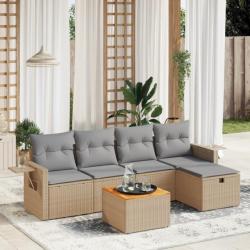 Salon de jardin avec coussins 6pcs mélange beige résine tressée