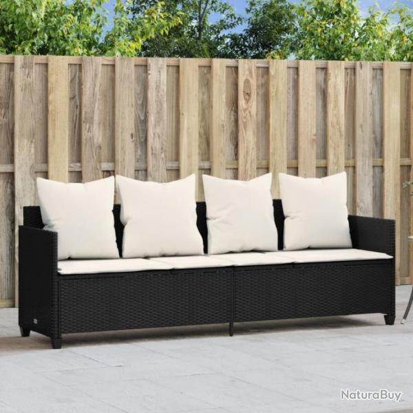 Chaise longue avec coussins noir rsine tresse