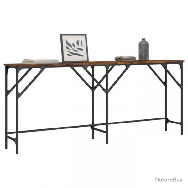 Table console chne fum 180x29x75 cm bois d'ingnierie
