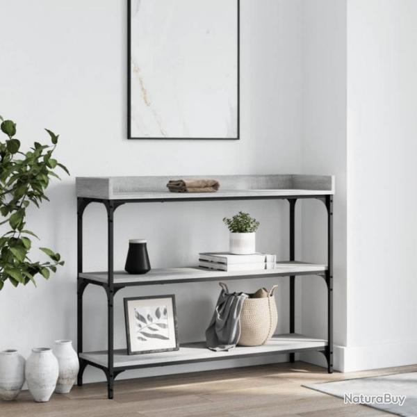 Table console avec tagres sonoma gris 100x30x80 cm