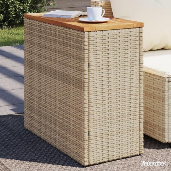 Table d'appoint de jardin dessus en bois beige 58x27,5x55 cm