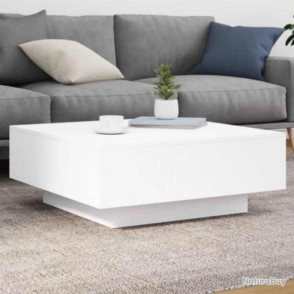 Table basse avec lumires LED blanc 80x80x31 cm