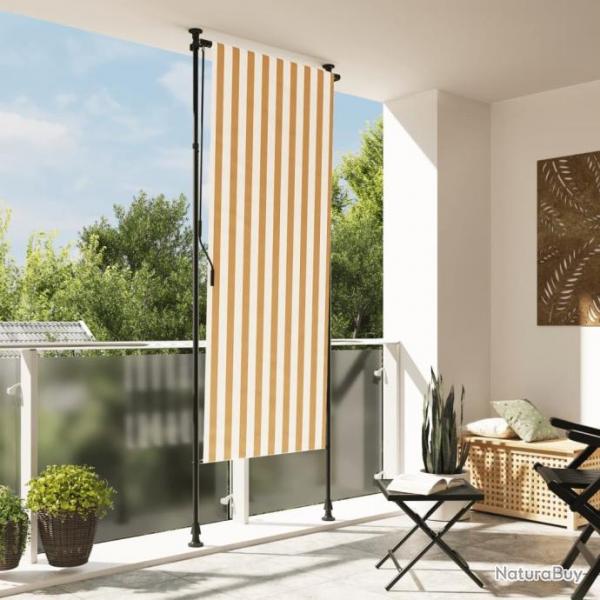 Store roulant d'extrieur orange et blanc 100x270cm tissu acier