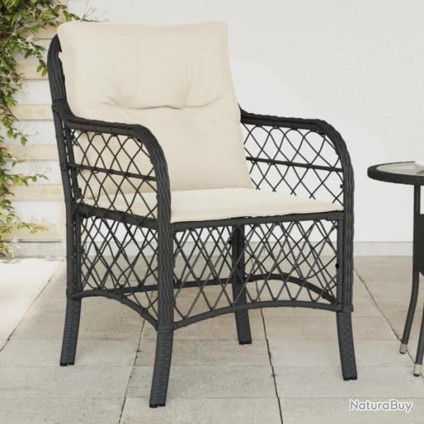 Chaises de jardin avec coussins 2 pcs noir rsine tresse