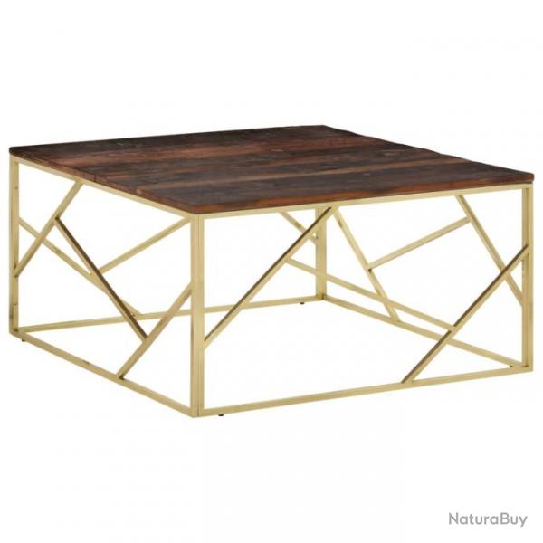 Table basse dor acier inoxydable et bois de mlze massif