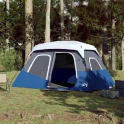 Tente de camping avec lumière LED 6 personnes bleu clair