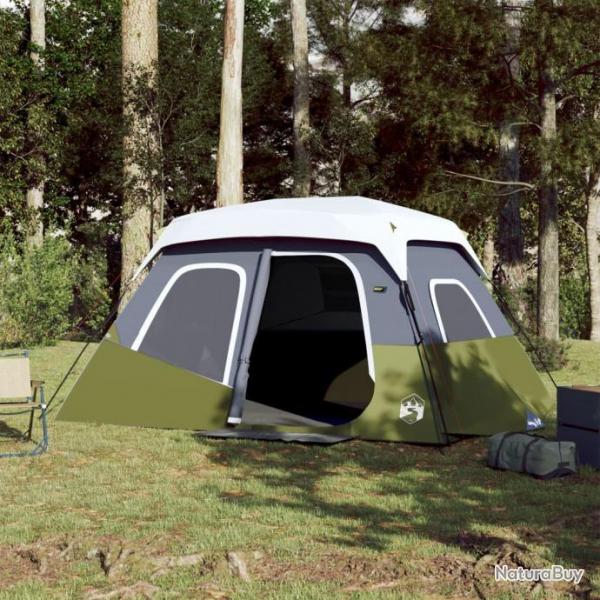 Tente de camping avec lumire LED 6 personnes vert clair