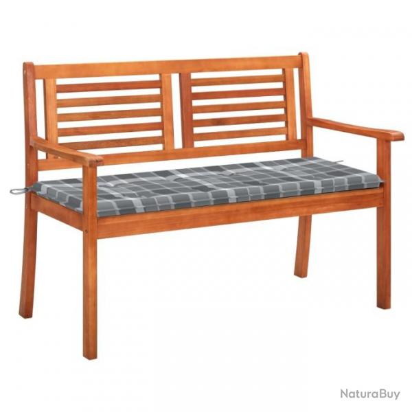 Banc de jardin 2 places avec coussin 120 cm Bois d'eucalyptus