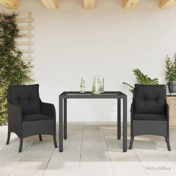 Ensemble  manger de jardin avec coussins 3 pcs Noir