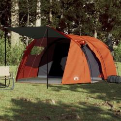 Tente de camping 4 personnes gris et orange imperméable