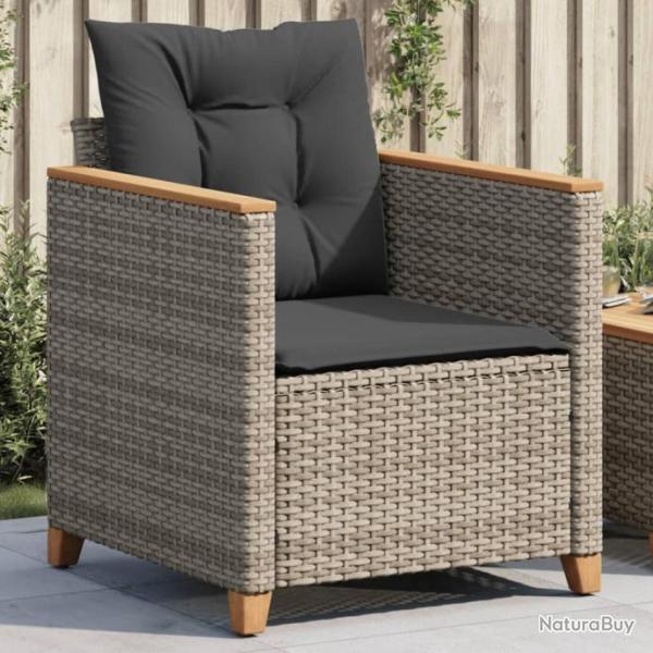 Chaise de jardin avec coussins gris rsine tresse